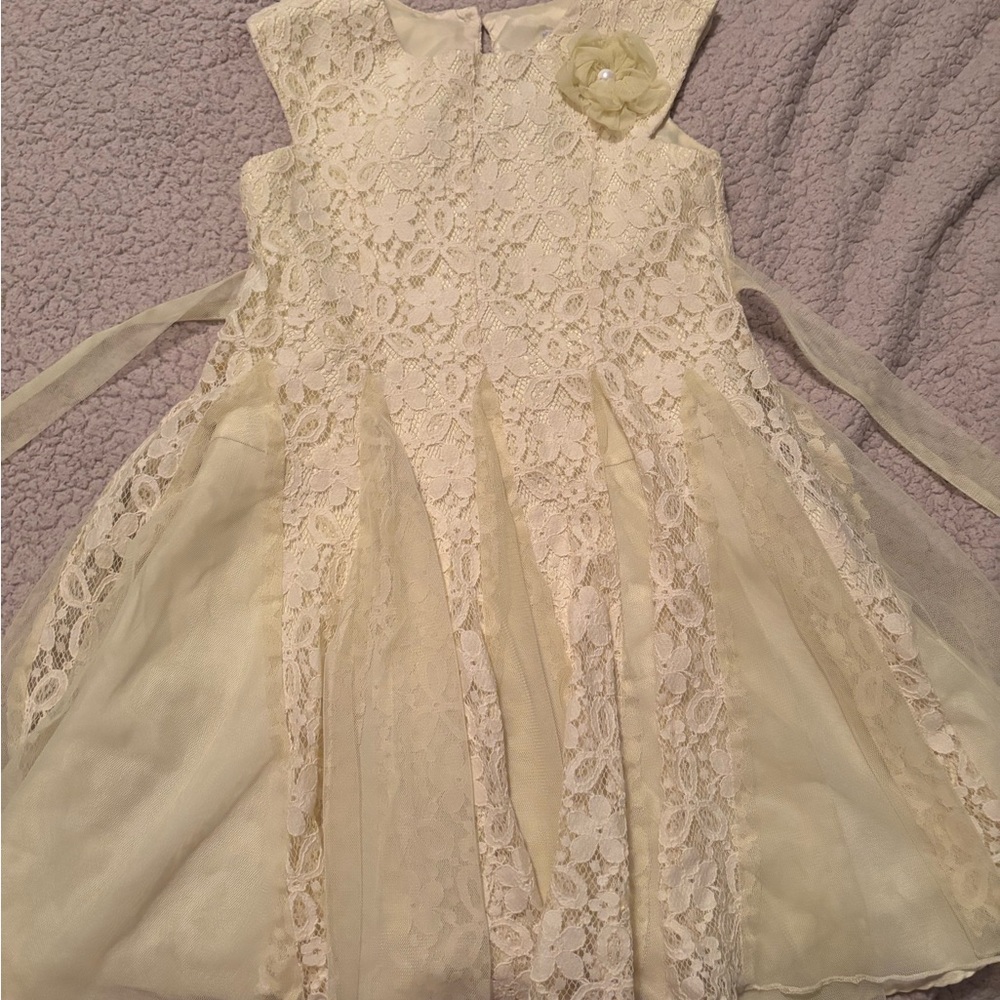 Elegant Cream Lace Kids Dress